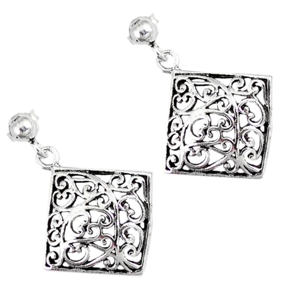 Indonesian bali style solid 925 sterling silver dangle earrings jewelry p2613