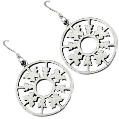 Indonesian bali style solid 925 silver dangle circle round tree earrings p2622