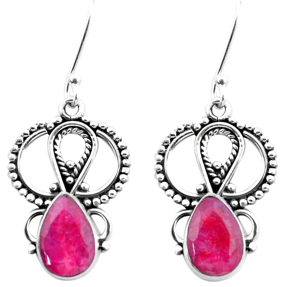 4.82cts natural red ruby 925 sterling silver dangle earrings jewelry p26401