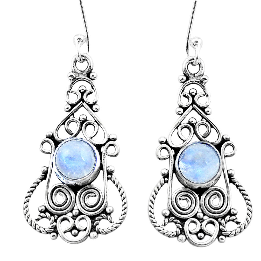 925 sterling silver 3.36cts natural rainbow moonstone dangle earrings p26438