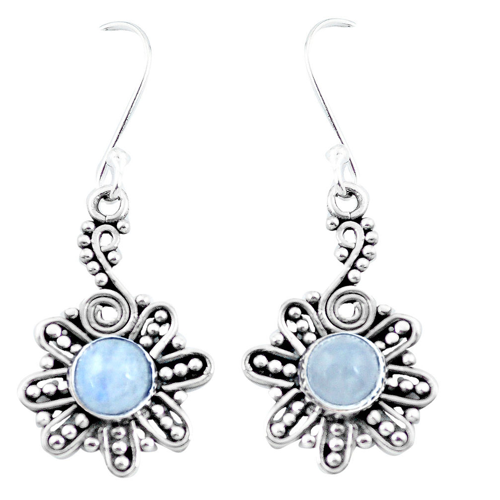 2.81cts natural rainbow moonstone 925 sterling silver dangle earrings p26458