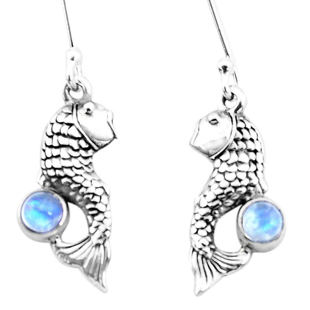 925 sterling silver 1.63cts natural blue labradorite fish earrings p26479