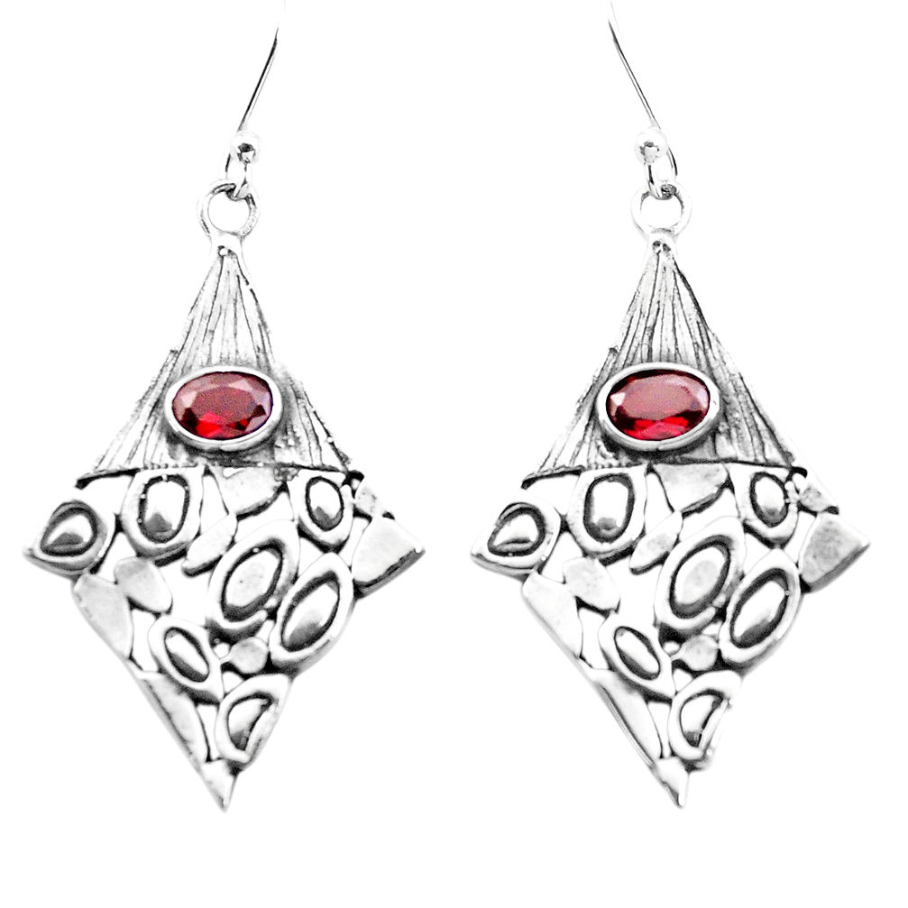3.35cts natural red garnet 925 sterling silver dangle earrings jewelry p26481