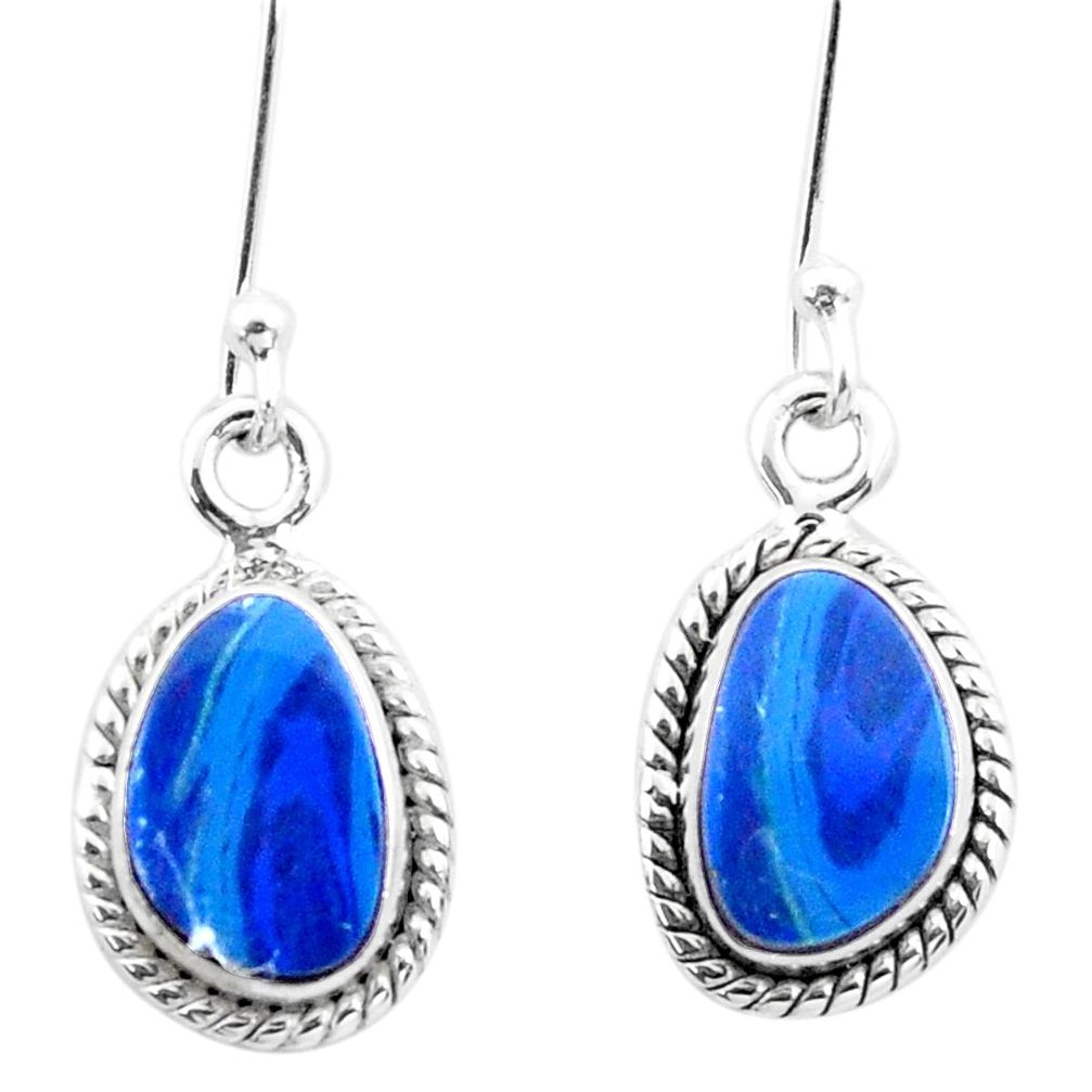 925 silver 5.44cts natural blue doublet opal australian dangle earrings p26490