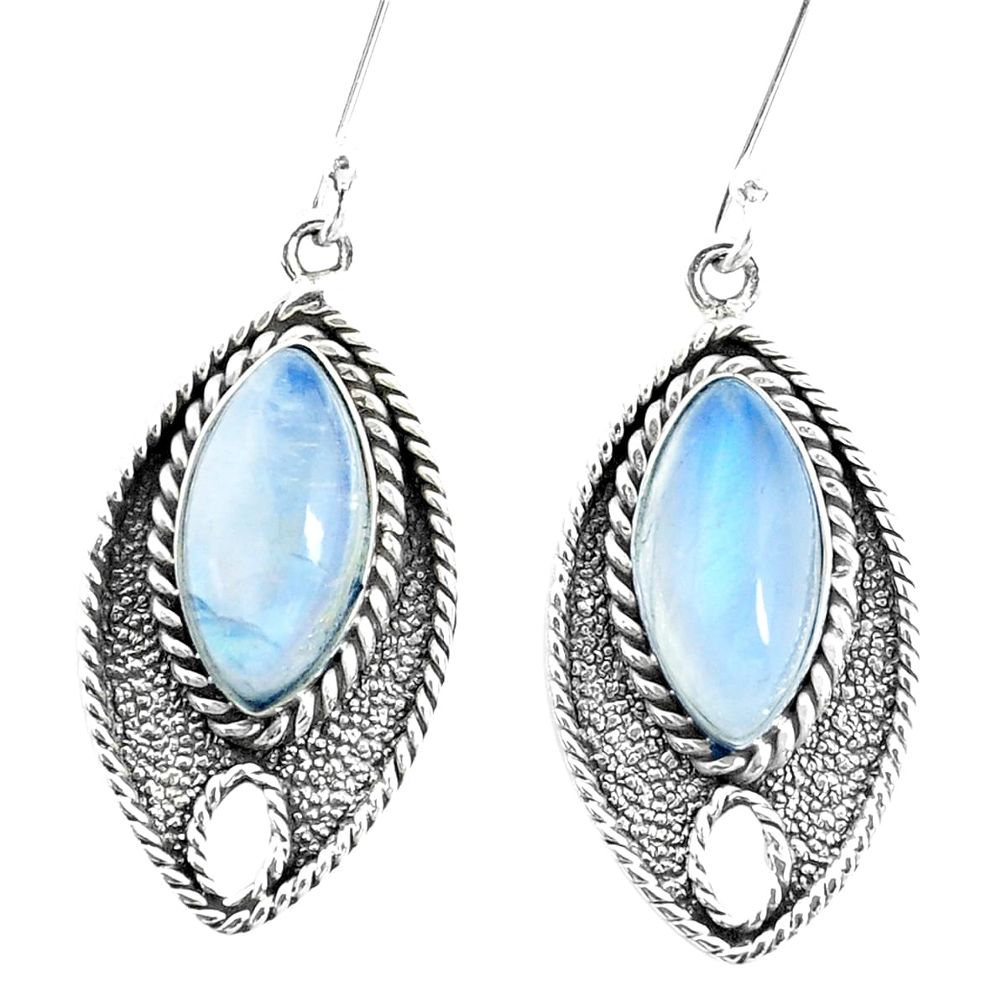 14.90cts natural rainbow moonstone 925 sterling silver dangle earrings p26698