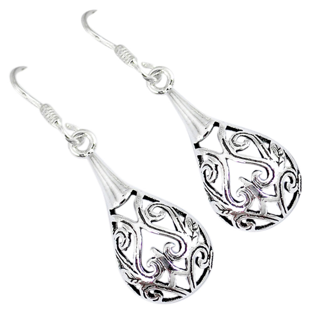 925 sterling silver indonesian bali style solid dangle designer earrings p2710