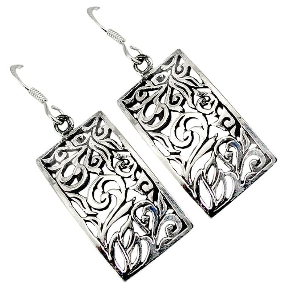 Indonesian bali style solid 925 silver dangle long designer earrings p2715