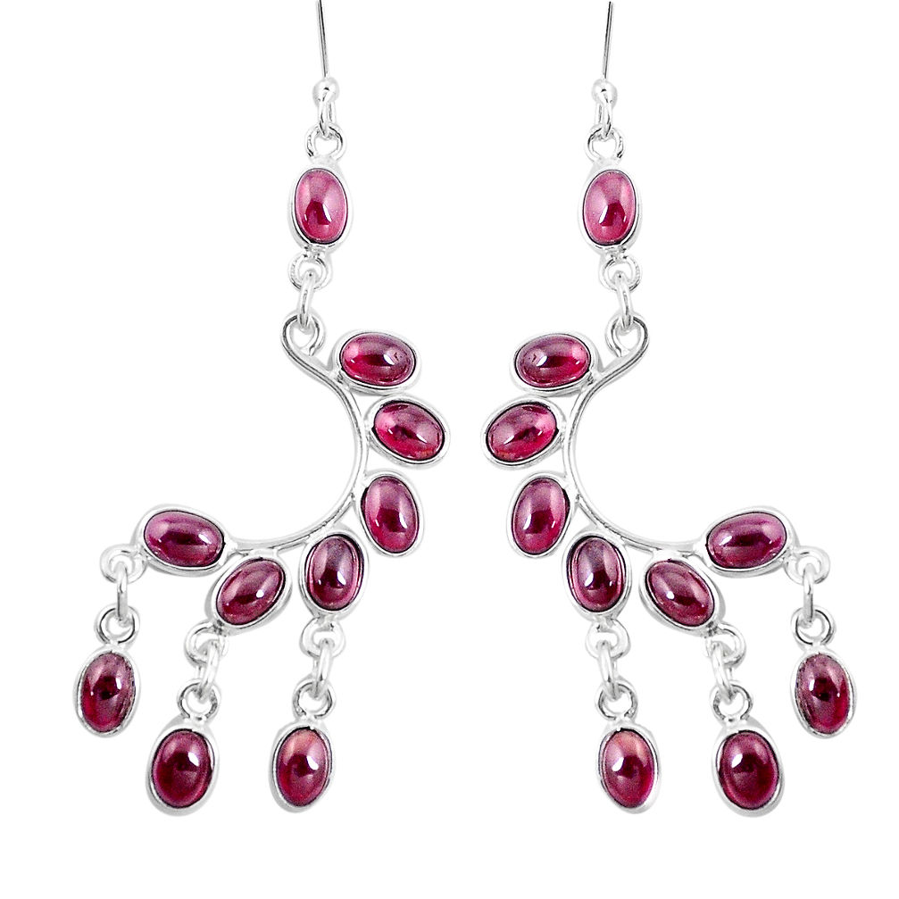 20.05cts natural red garnet 925 sterling silver chandelier earrings p27222