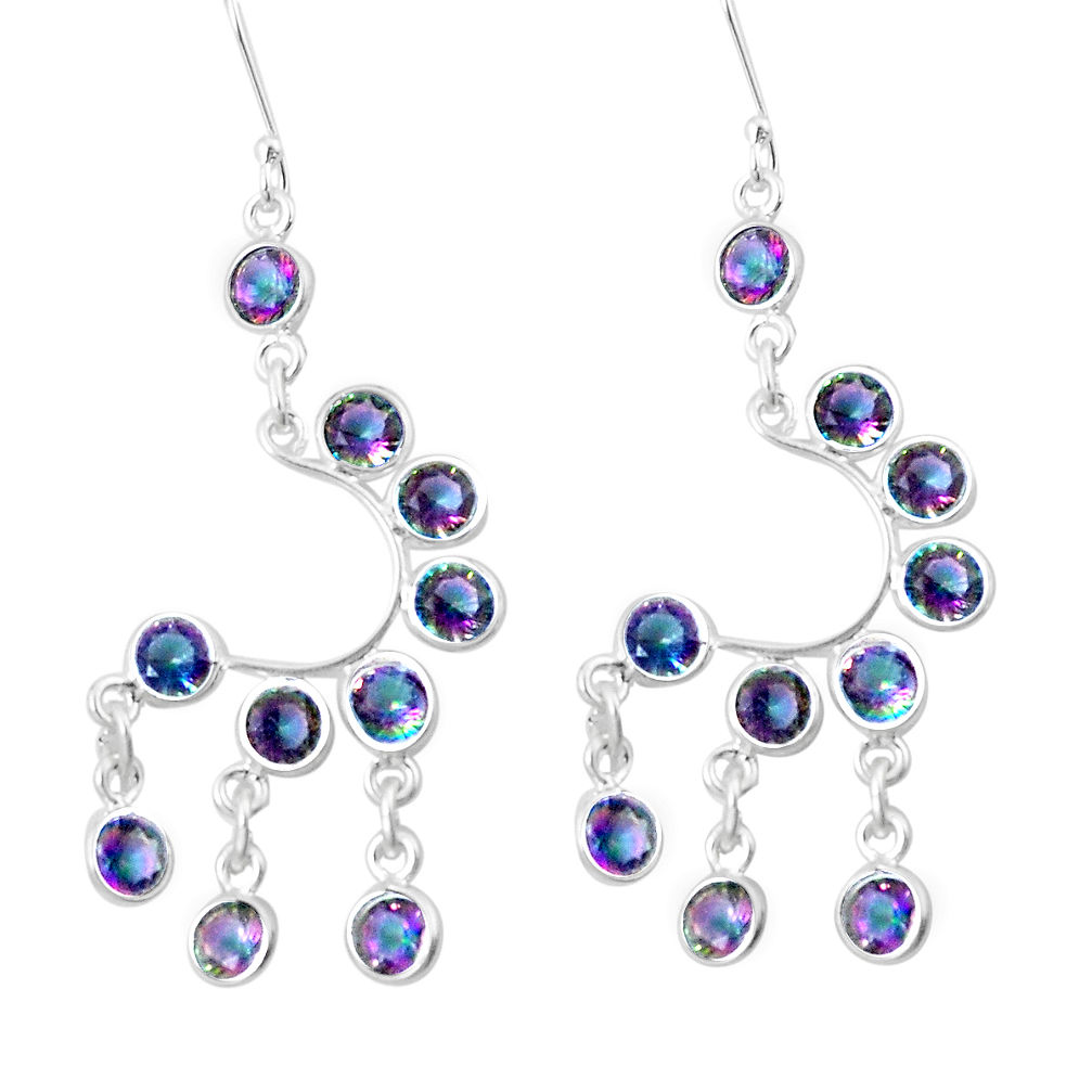 13.71cts multicolor rainbow topaz 925 sterling silver chandelier earrings p27231