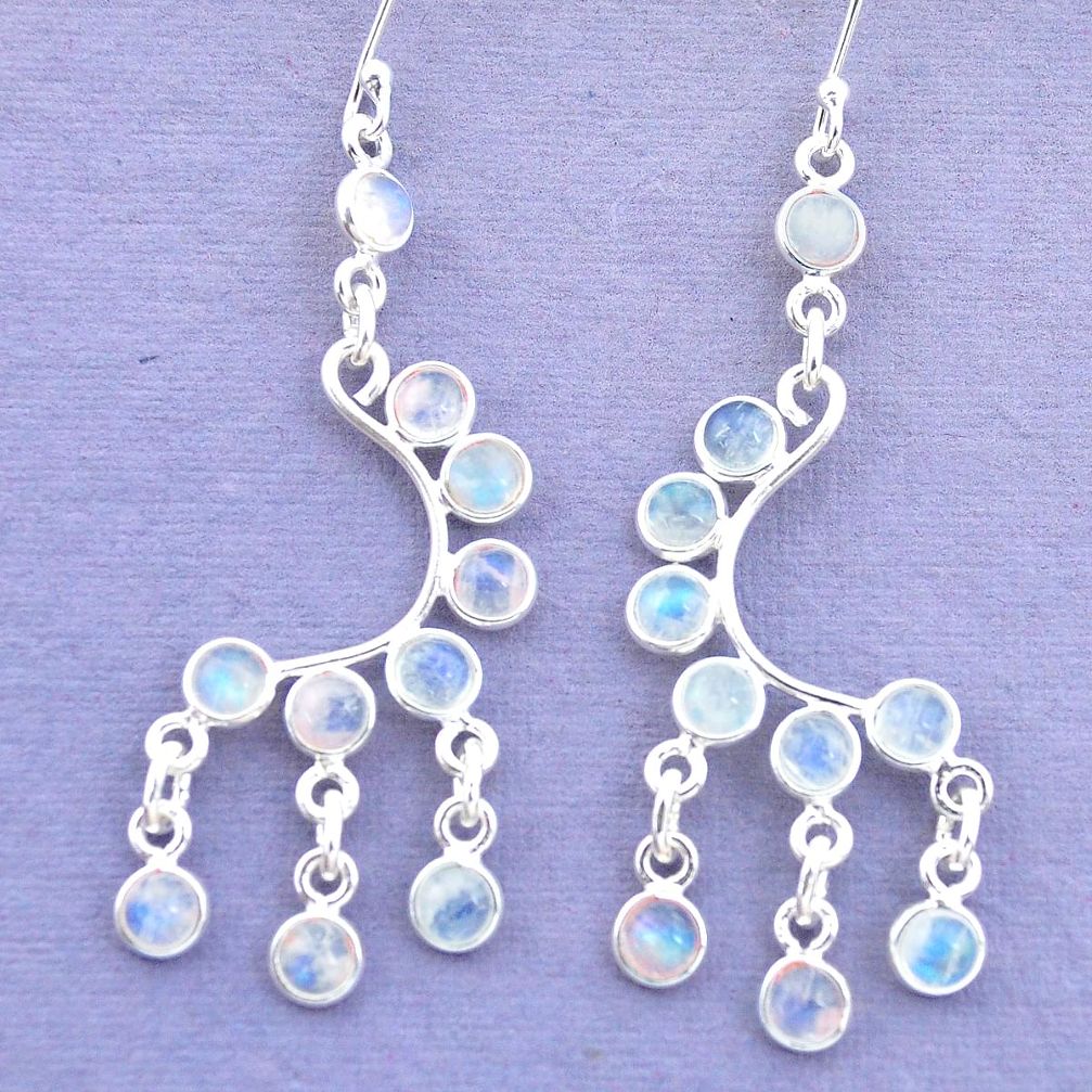 925 silver 12.36cts natural rainbow moonstone chandelier earrings jewelry p27238