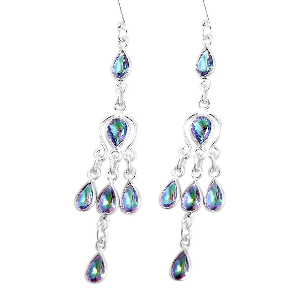 17.53cts multicolor rainbow topaz 925 sterling silver chandelier earrings p27249