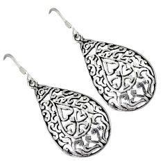Indonesian bali style solid 925 silver dangle designer charm earrings p2725
