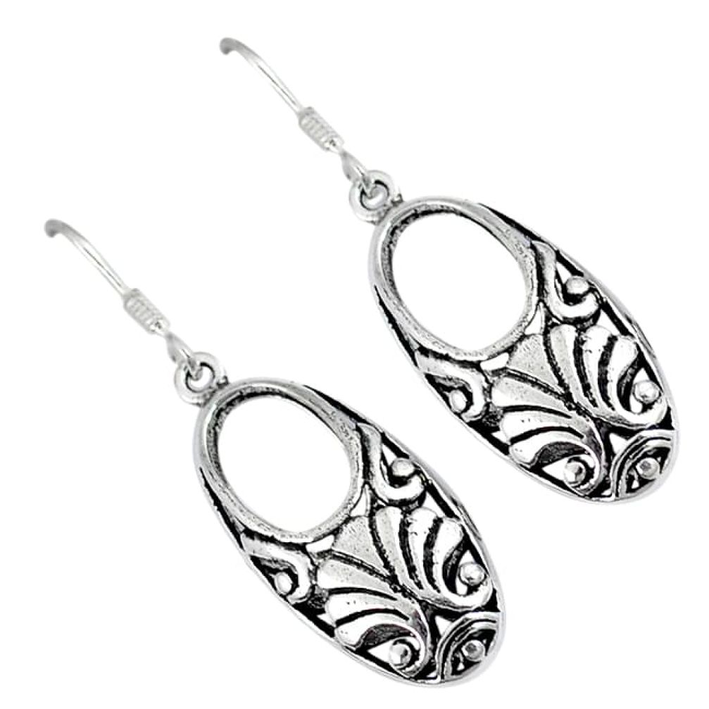 Indonesian bali style solid 925 sterling silver dangle designer earrings p2727