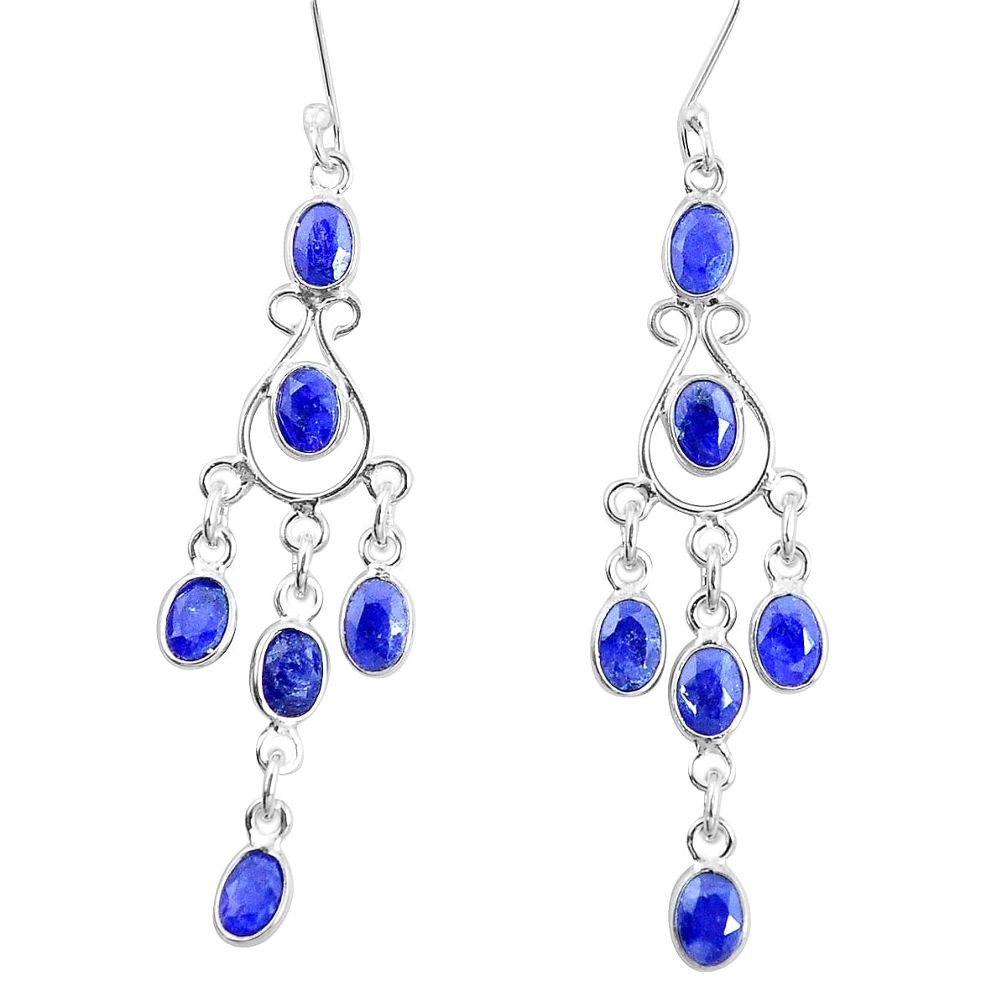 14.45cts natural blue sapphire 925 sterling silver chandelier earrings p27283