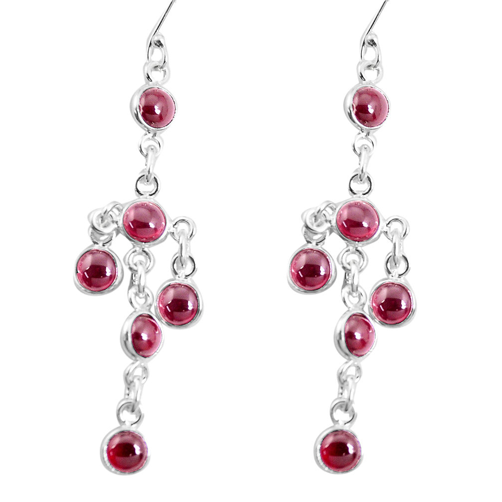 925 sterling silver 10.41cts natural red garnet chandelier earrings p27303