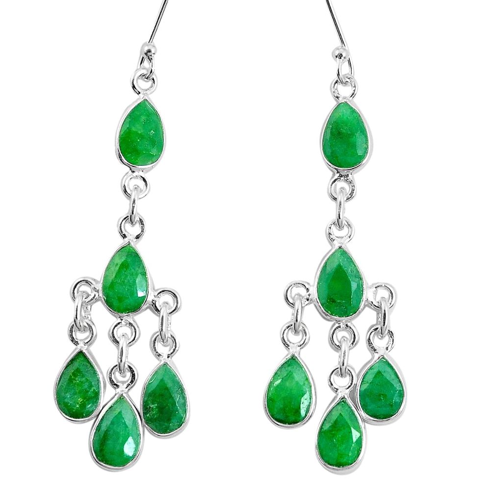 13.70cts natural green emerald 925 sterling silver chandelier earrings p27310