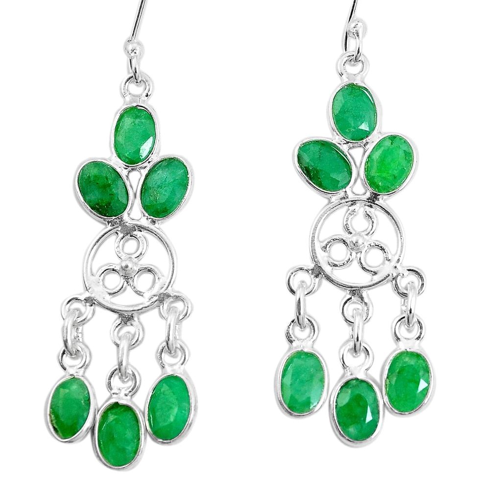 13.70cts natural green emerald 925 sterling silver chandelier earrings p27321