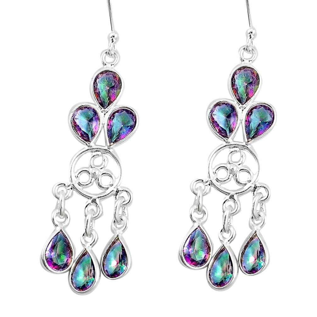 13.22cts multicolor rainbow topaz 925 sterling silver chandelier earrings p27333