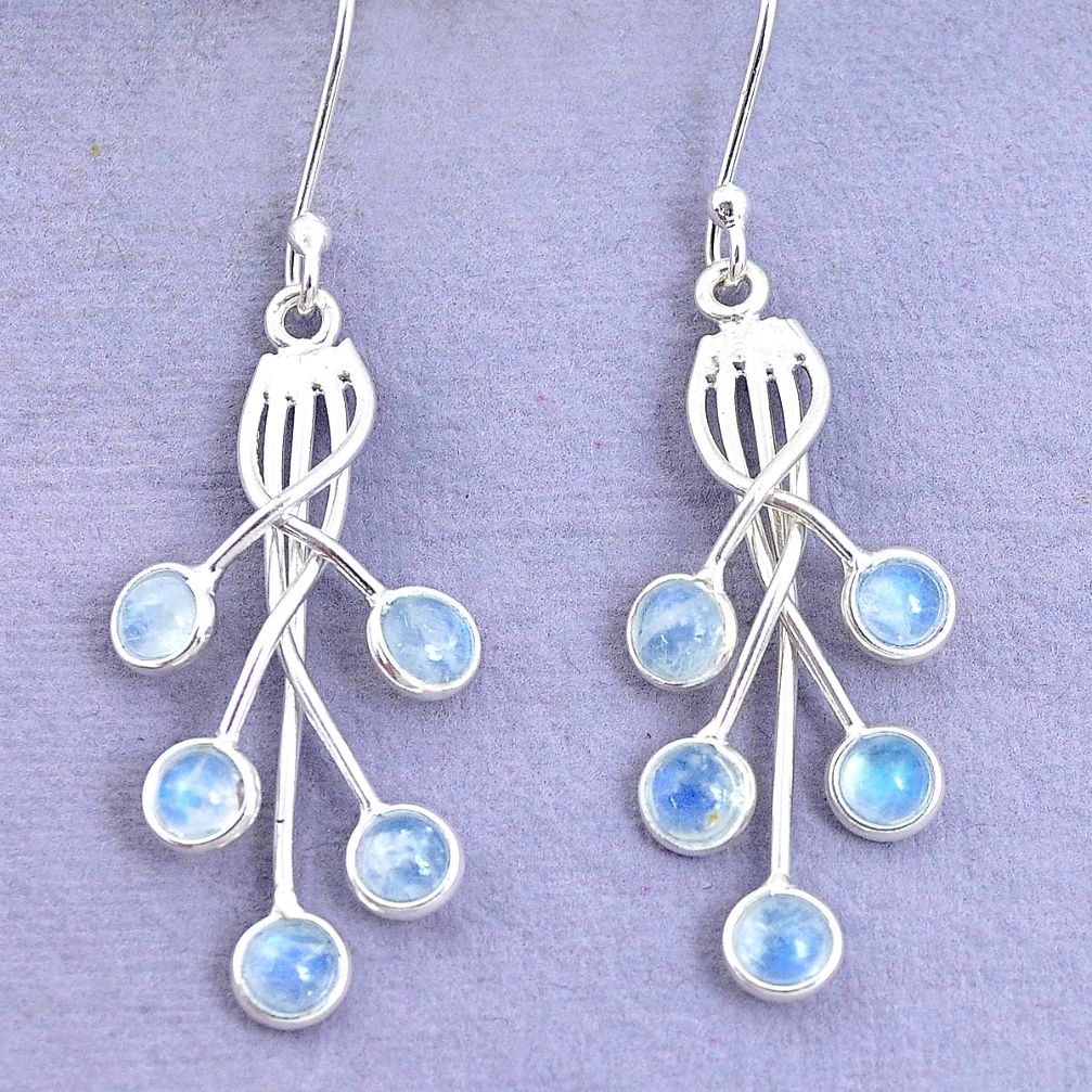 5.92cts natural rainbow moonstone 925 sterling silver chandelier earrings p27337