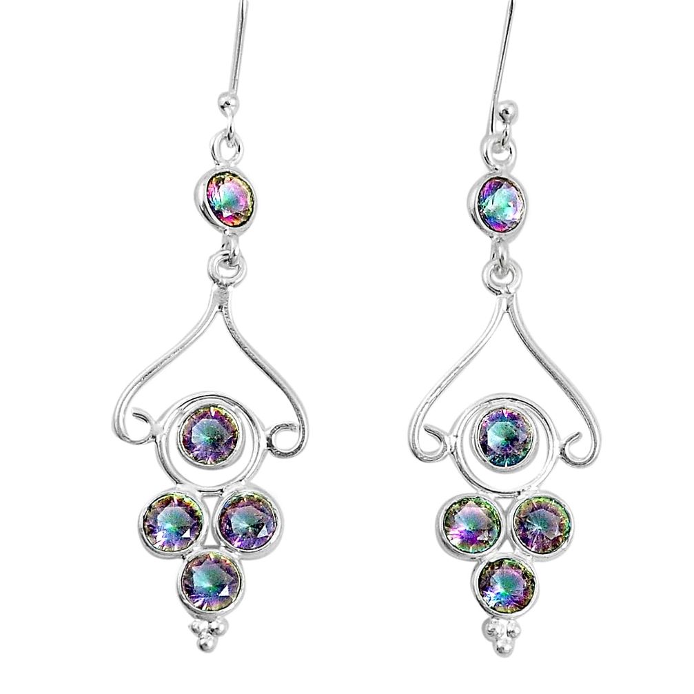 925 sterling silver 7.56cts multi color rainbow topaz chandelier earrings p27345