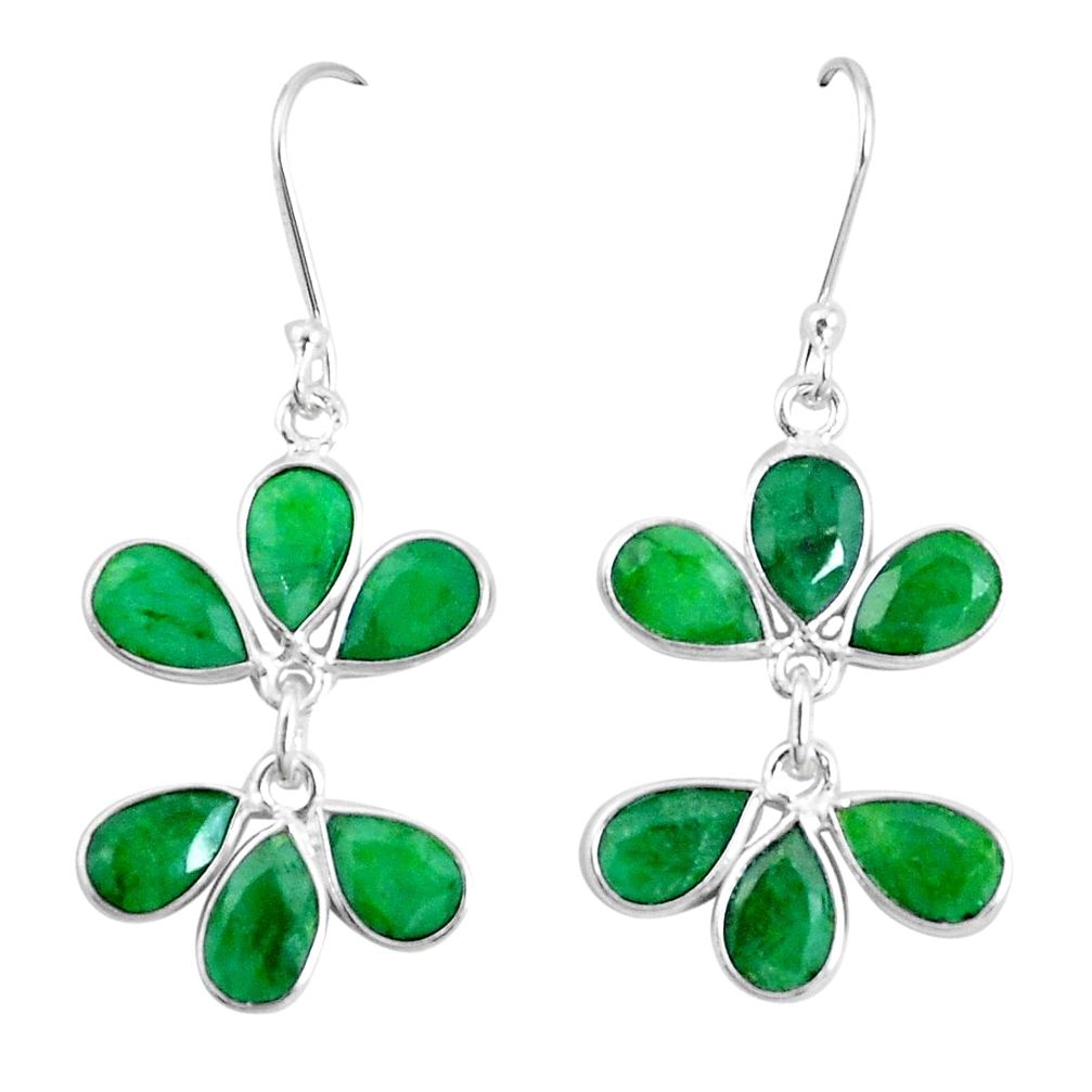 15.25cts natural green emerald 925 sterling silver earrings jewelry p27367