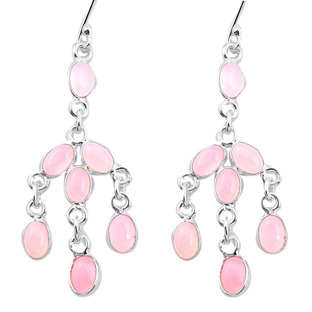 925 sterling silver 12.58cts natural pink rose quartz dangle earrings p27568