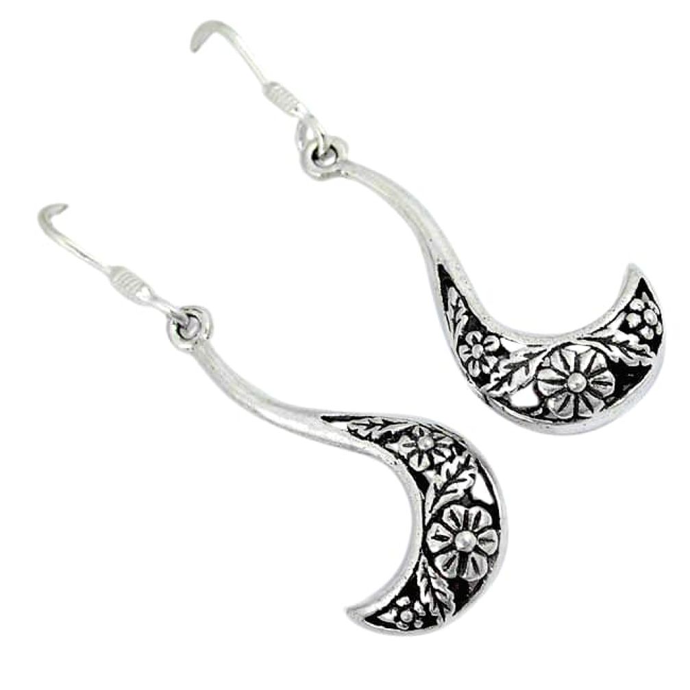 925 sterling silver indonesian bali style solid dangle flower earrings p2763