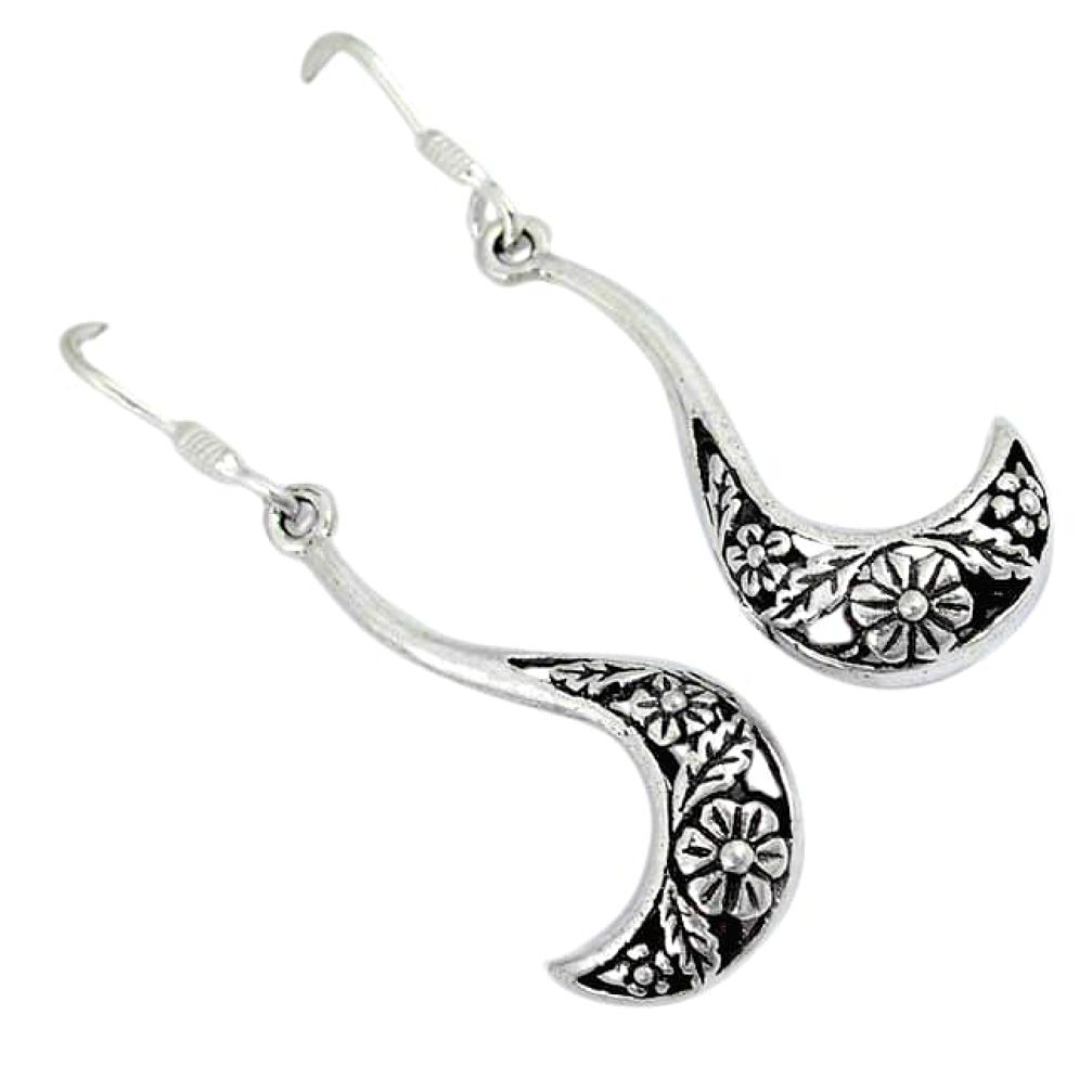 Indonesian bali style solid 925 sterling silver dangle flower earrings p2765