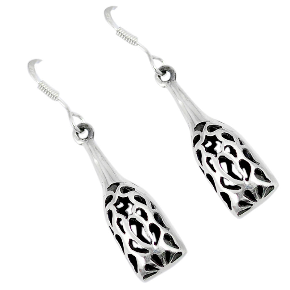 Indonesian bali style solid 925 sterling solid silver dangle earrings p2849