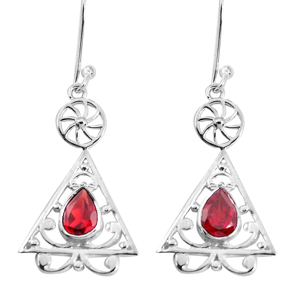 3.65cts natural red garnet 925 sterling silver dangle earrings jewelry p29185