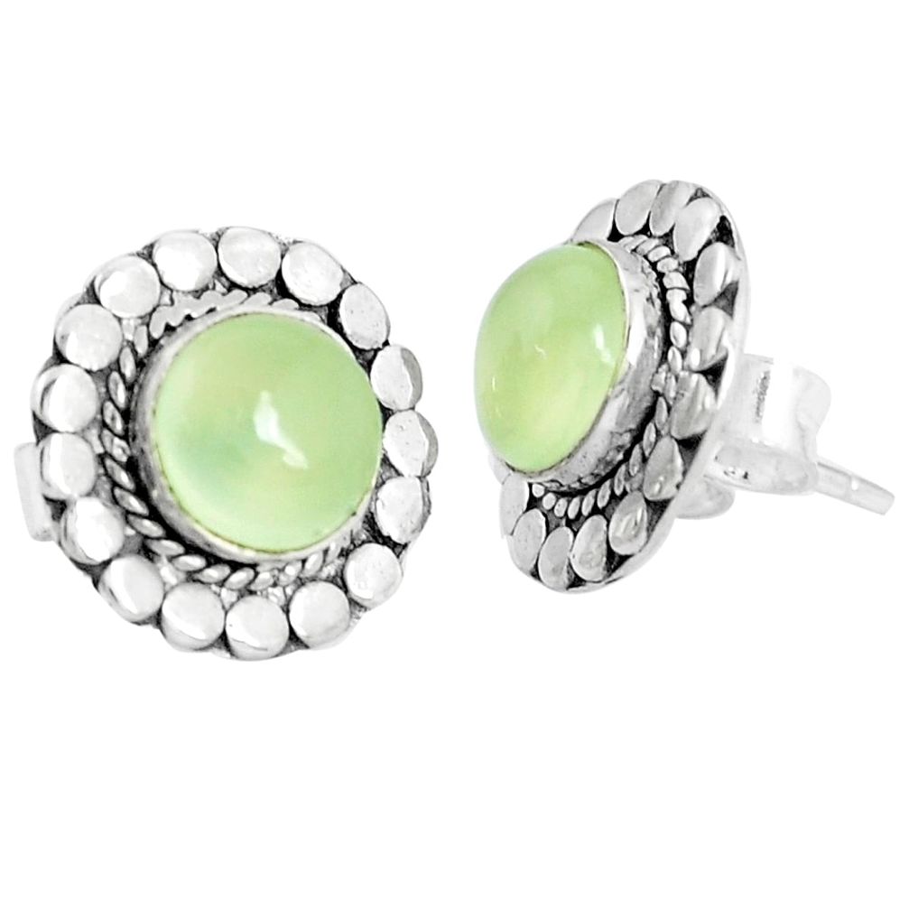 5.54cts natural green prehnite 925 sterling silver stud earrings jewelry p29222