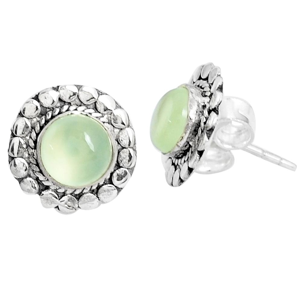 925 sterling silver 5.54cts natural green prehnite stud earrings jewelry p29223