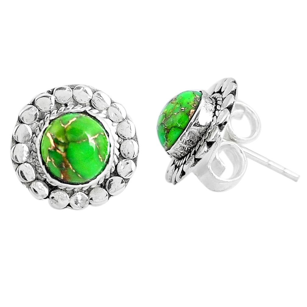 5.54cts green copper turquoise 925 sterling silver stud earrings jewelry p29225