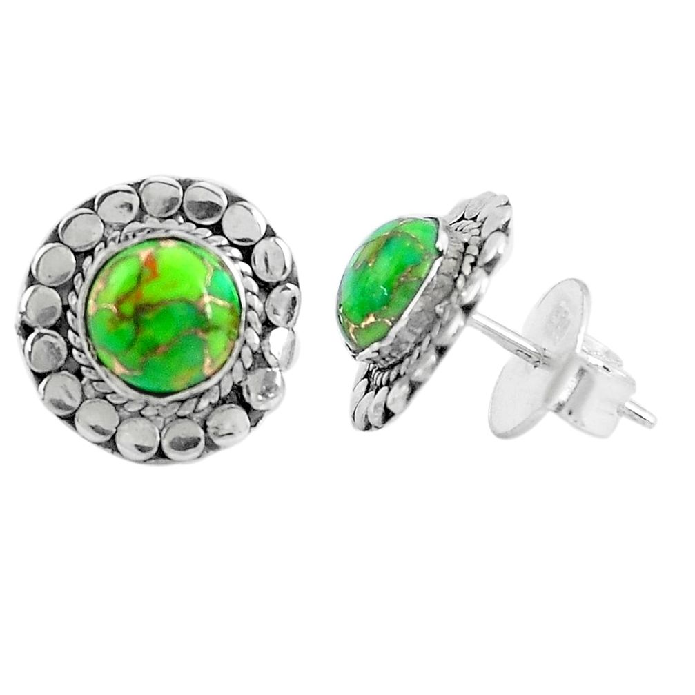 5.22cts green copper turquoise 925 sterling silver stud earrings jewelry p29226