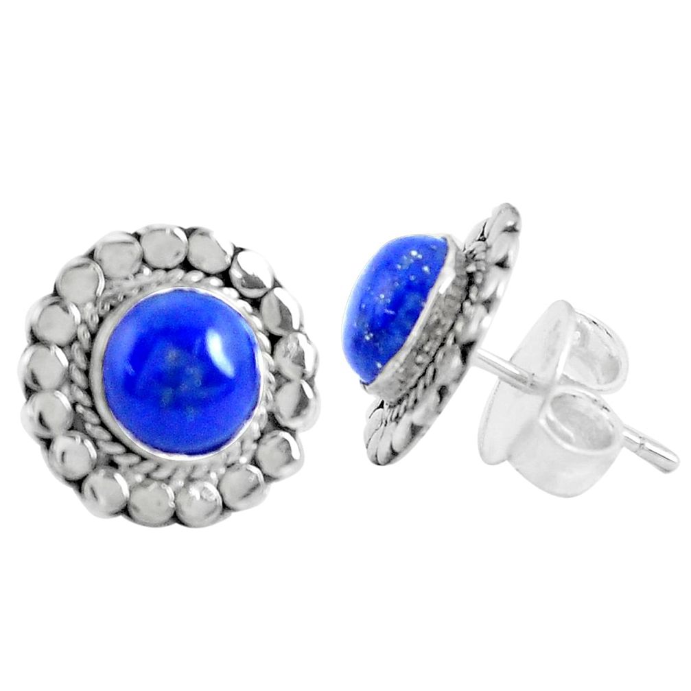 5.54cts natural blue lapis lazuli 925 sterling silver stud earrings p29229