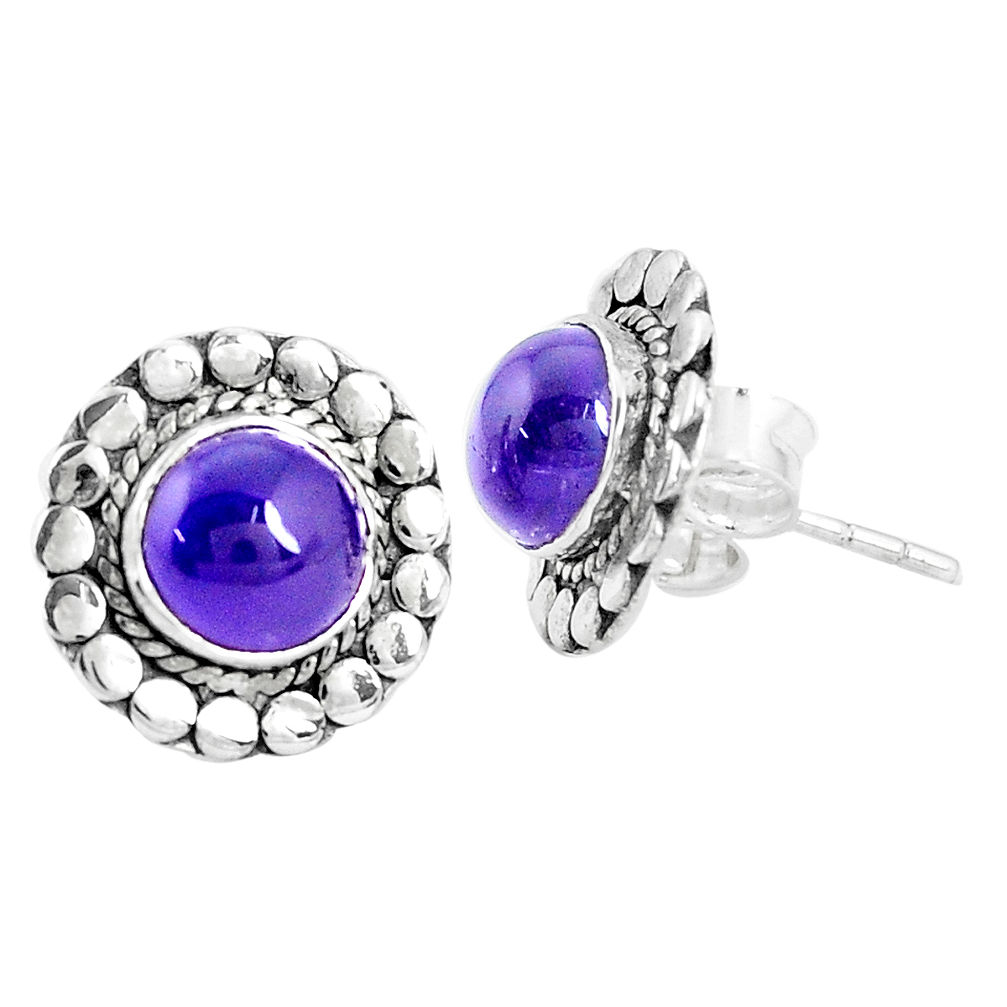 5.54cts natural purple amethyst 925 sterling silver stud earrings jewelry p29230