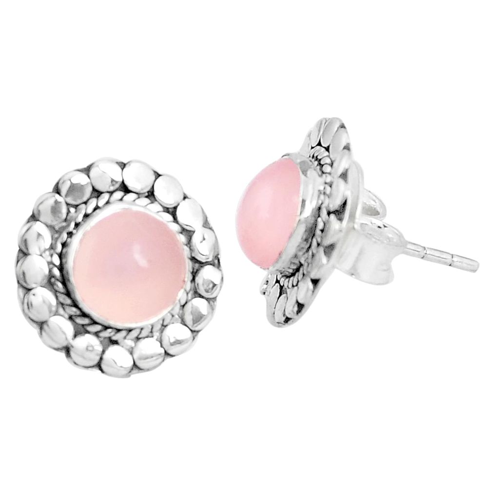 5.84cts natural pink chalcedony 925 sterling silver stud earrings jewelry p29234