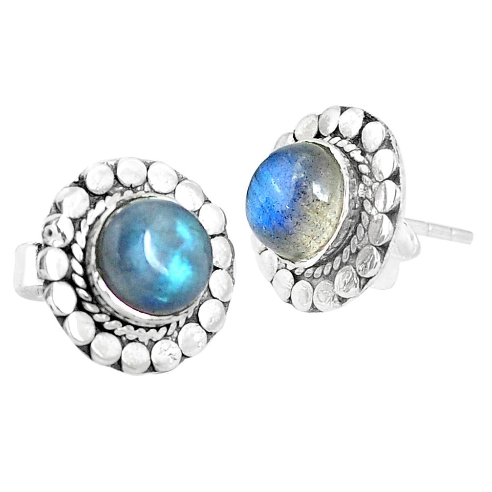 6.39cts natural blue labradorite 925 sterling silver stud earrings p29237