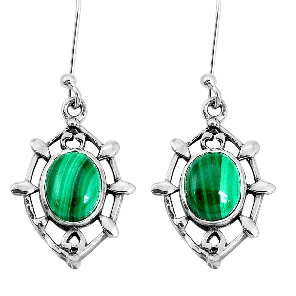 6.72cts natural green malachite (pilot's stone) 925 silver earrings p29253