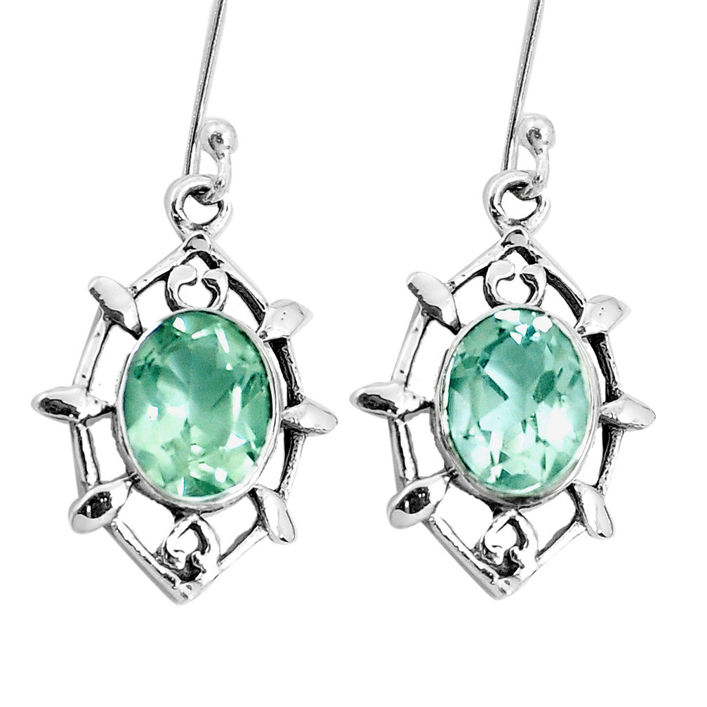 925 sterling silver 6.39cts natural green amethyst dangle earrings p29254