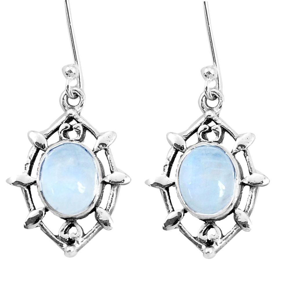 6.72cts natural rainbow moonstone 925 sterling silver dangle earrings p29259