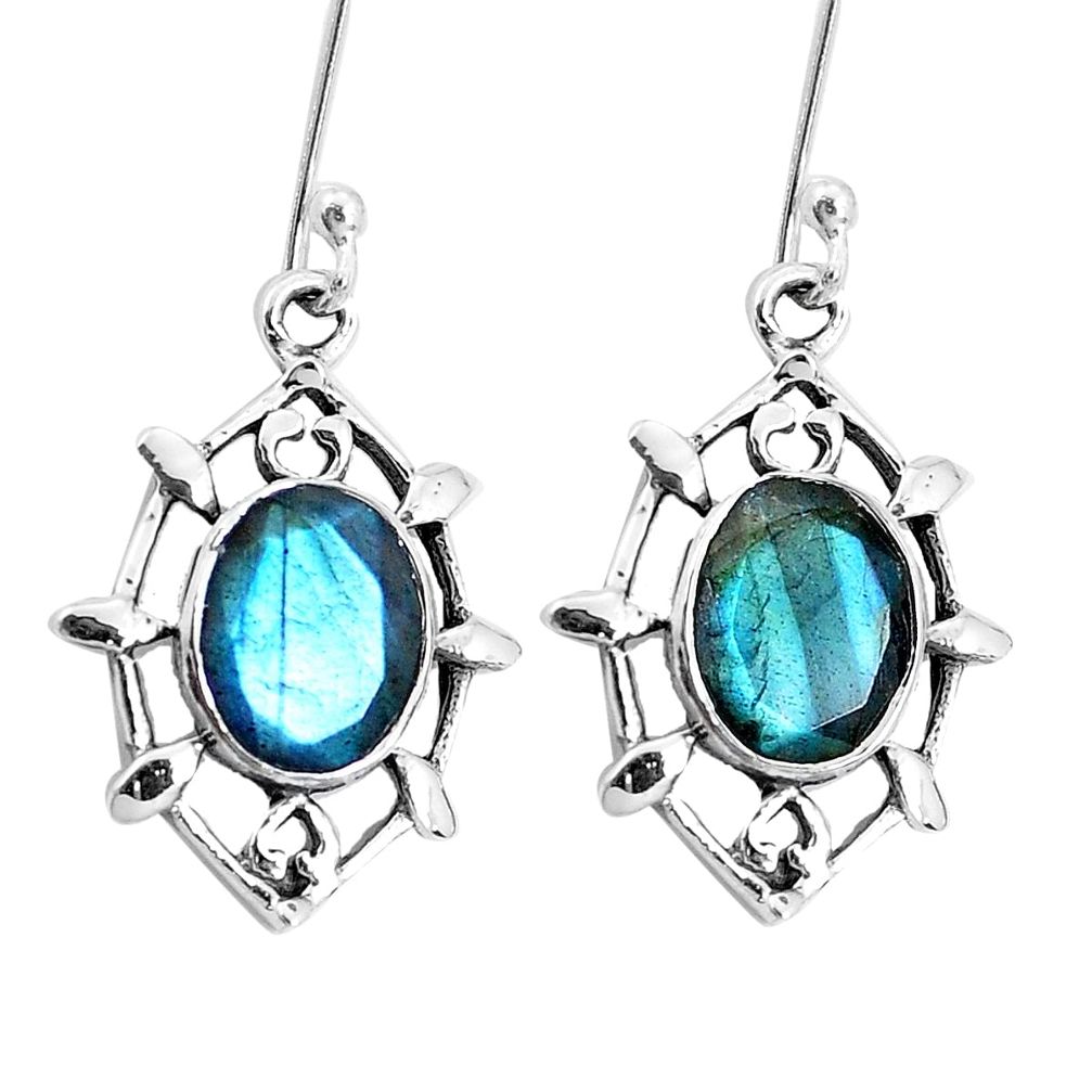 925 sterling silver 5.84cts natural blue labradorite dangle earrings p29260