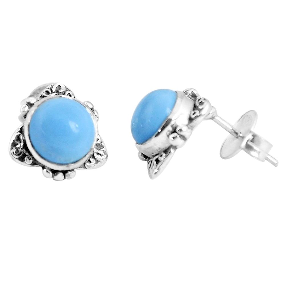 6.22cts natural blue owyhee opal 925 sterling silver stud earrings p29261