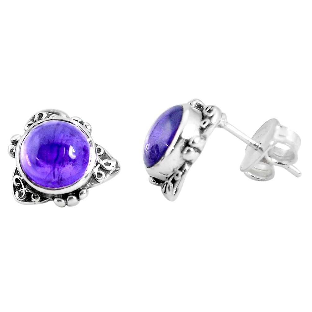 6.04cts natural purple amethyst 925 sterling silver stud earrings jewelry p29271