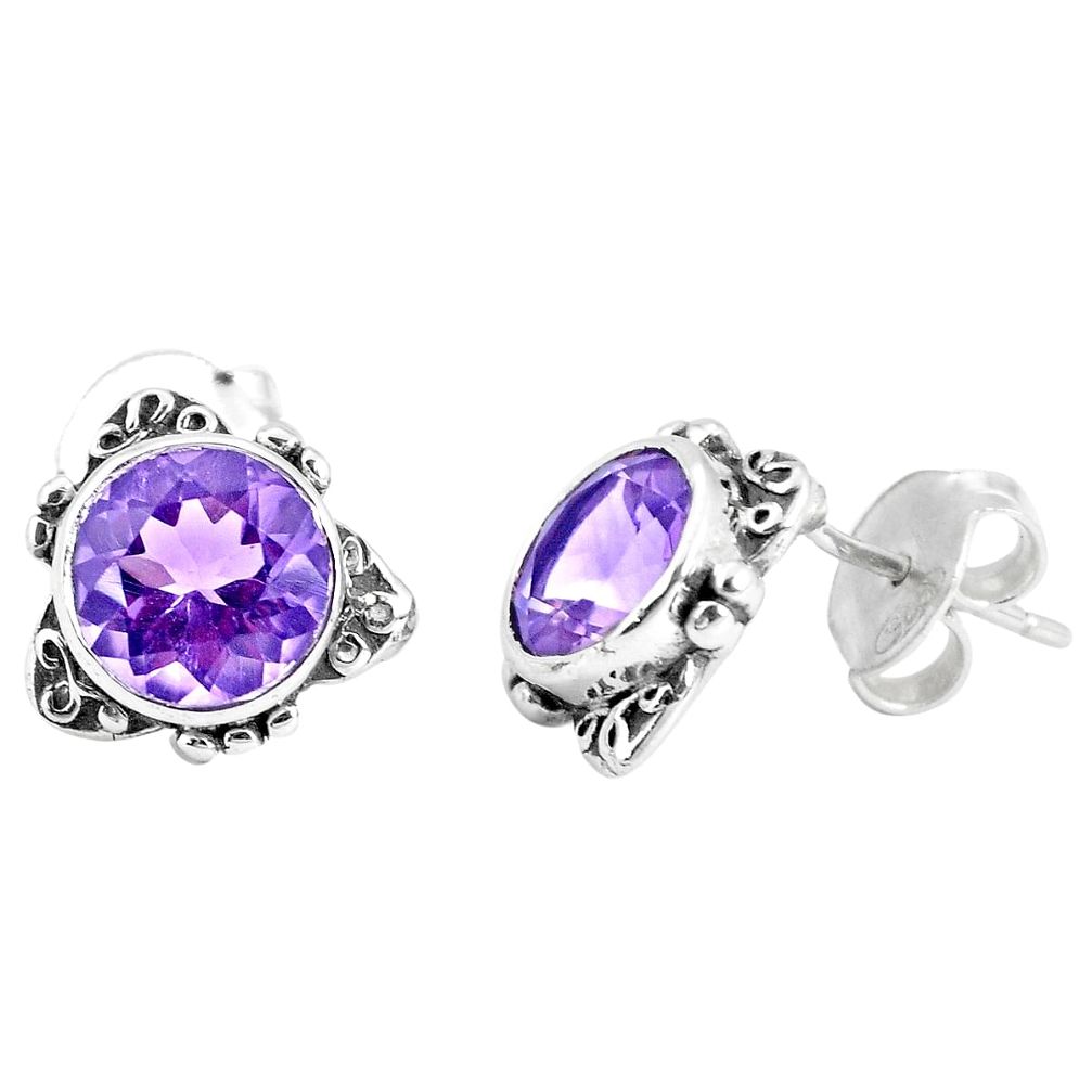 5.84cts natural purple amethyst 925 sterling silver stud earrings jewelry p29272