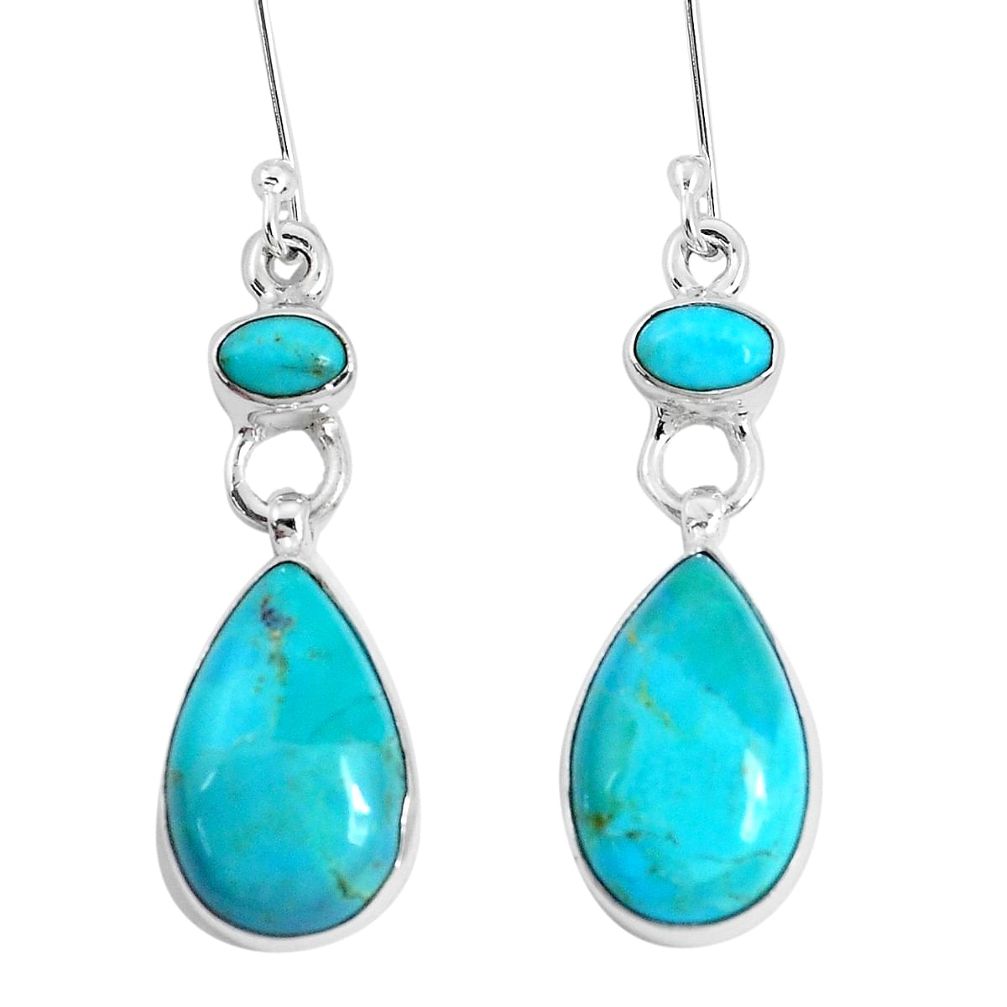 12.52cts green arizona mohave turquoise 925 silver dangle earrings p29281