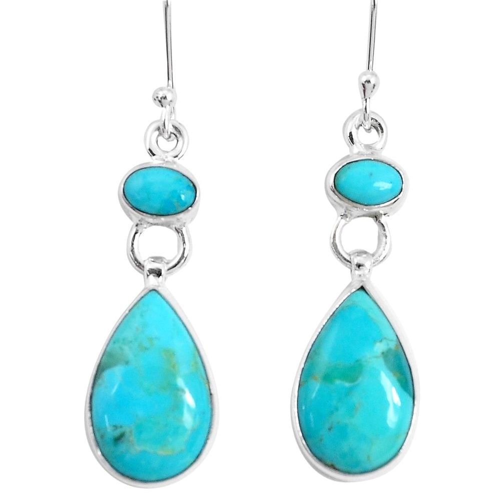 12.52cts green arizona mohave turquoise 925 silver dangle earrings p29300