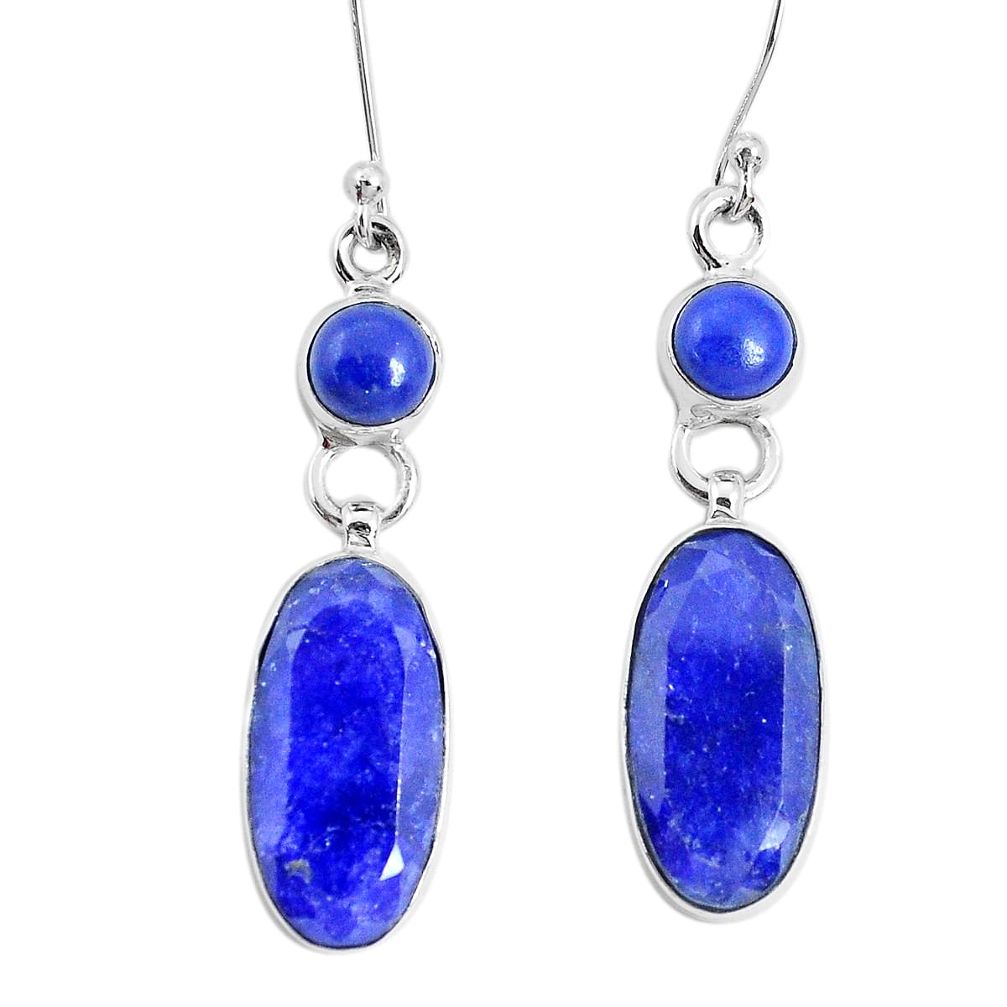 15.31cts natural blue sapphire lapis lazuli 925 silver dangle earrings p29306