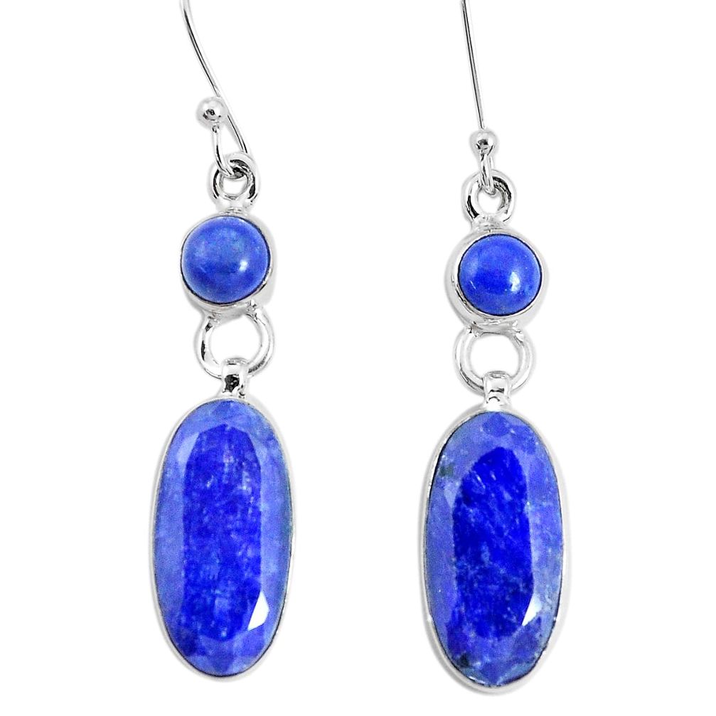 925 silver 15.31cts natural blue sapphire lapis lazuli dangle earrings p29308