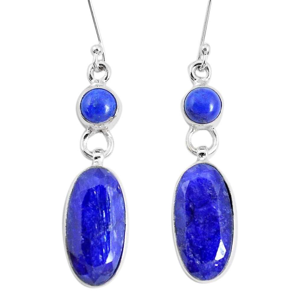 15.76cts natural blue sapphire lapis lazuli 925 silver dangle earrings p29310